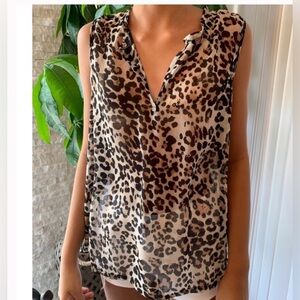 L'AGENCE sheen leopard tunic/tank/cami